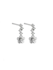 Daisy Drop Stud Earrings - Silver
