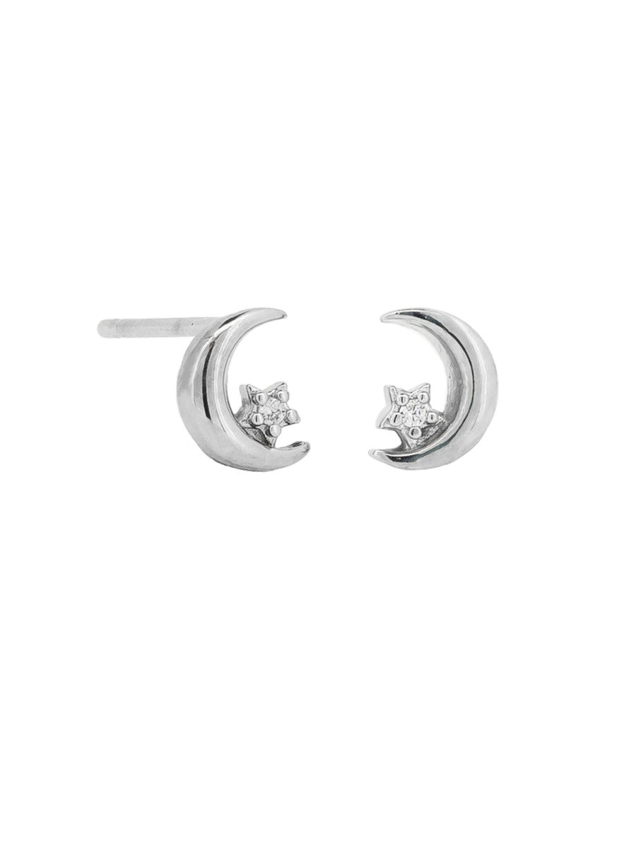 Lune Stud Earrings - Silver