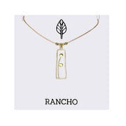 Gold Two Bud Charm + Mixed beads on Tan Cord Necklace