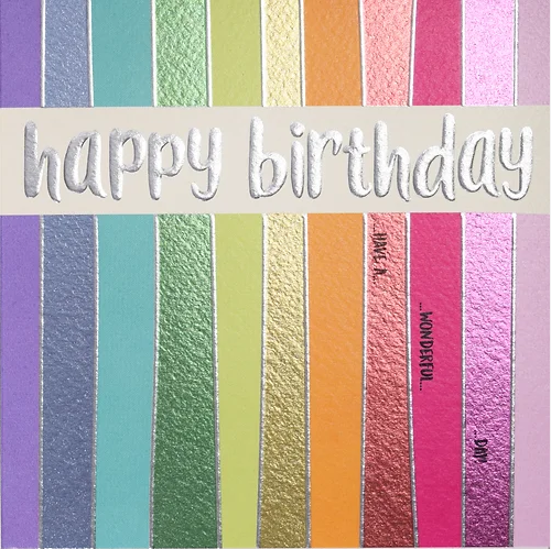 Happy Birthday Rainbow Stripes Foil Card