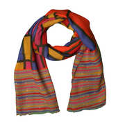 Merino Silk Scarf - Geometric & Stripe